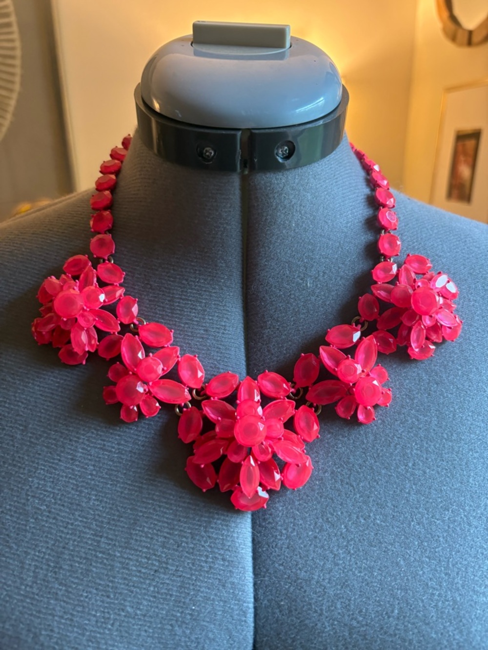 JCrew Hot Pink Floral Cluster Necklace